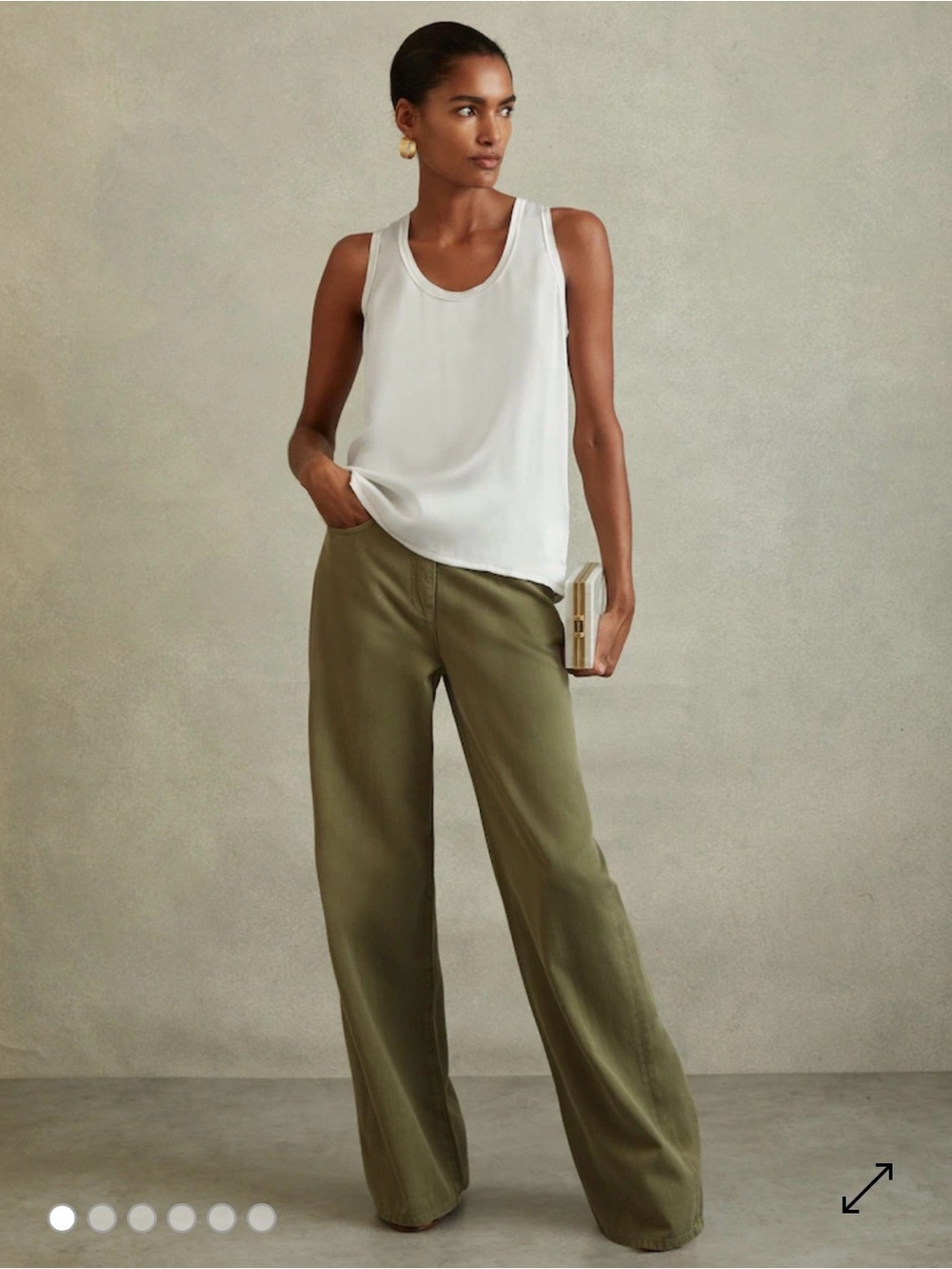 Reiss Silk-Front Tank in White